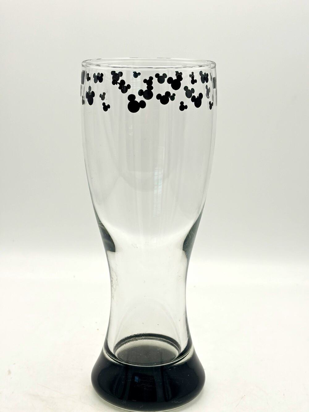 Disney Parks Mickey Mouse Icons Pilsner Glass Clear Black Base Disney